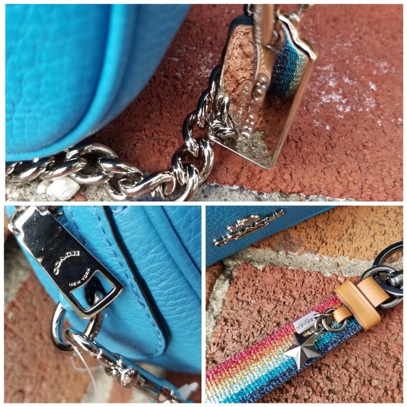 Coach Rainbow Web Bag Charm + Isla Chain Crossbody - Picture 7 of 8